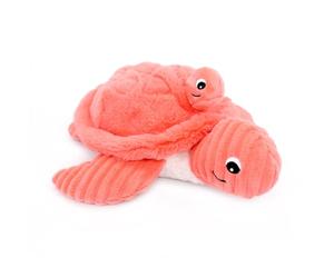 LES DÉGLINGOS PTIPOTOS by Savenou Tortoise for Mum/Baby, Coral Red - Soft Baby Plush Toy - Gift Idea for Birth - 29 cm