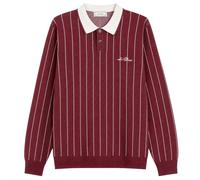 Les Deux Men's Signature Knitted Long Sleeve Polo Chocolate Truffle Red XL