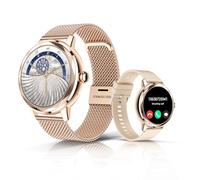 LES FLEURS Smart Watch for Women, 1.57'' Fitness Tracker Watch with Bluetooth for Android iOS Phones, Smartwatch with Heart Rate Sleep Oxygen Monitor, IP67 Waterproof, 123+ Sprots Modes, Rose Gold