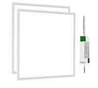 LES FLEURS Square Led Panel Lights 600 x 600 mm, 4000K Natural Light Recessed Office Ceiling Panel Down Light, 30W 3850 Lumen Commercial Flat Backlit Fixture (2 Packs)