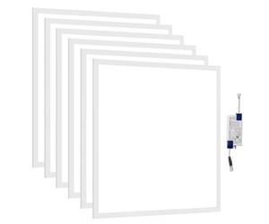 LES FLEURS Square Led Panel Lights 600 x 600 mm, 4000K Natural Light Recessed Office Ceiling Panel Down Light, 35W 4000 Lumen Commercial Flat Backlit Fixture (6 Packs)