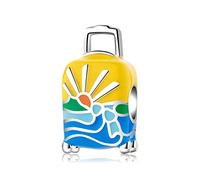 Les Folies Charm Trolley Travel Luggage Suitcase 925 Silver for Pandora Silicone Zirconia