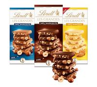 Les Grandes Chocolate Bars Bundle - Assorted Pack of 3 x 150g Milk Hazelnut, Dark Hazelnut & White Almond Bar Chocolate Bulk with Topline Card. Chocolate Gift for Sweet Hamper, Stocking Fillers