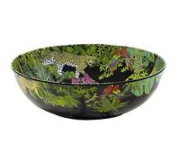 Les Jardins de la Comtesse - Large Black/Green Jungle Melamine Salad Bowl - MelARTmine Tableware Collection - 4L / Ø 31 cm