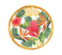 Les Jardins de la Comtesse - Outdoor Living Melamine Dessert Plate with Yellow Green and Pink Flower Motif - Exotic Flowers - Shock Resistant - Diameter 23 cm