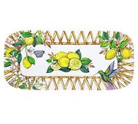 Les Jardins de la Comtesse - Small Rectangular Melamine Tray - Yellow Lemons - Cakes/Cake - Long Presentation Dish - Capri - MelARTmine Tableware Collection - 37.5 cm