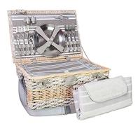 Les Jardins de la Comtesse Versailles Picnic Basket for 6, Wicker, Beige/Grey, Includes Insulated Compartment, Unbreakable Crockery, Tablecloth