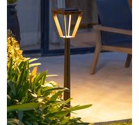 Les Jardins Metro LED solar path light with sensor, corten