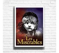 Les Miserables Poster Print, Musical Print, A4 A3 West End Broadway Theatre Show, Wall Art Deco Special Canvas West End Print, London theatre art frame options (A4 Framed (White))