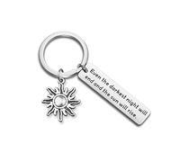 Les Miserables Quote Keychain Even The Darkest Night Will End And The Sun Will Rise Hope Motivational Jewelry Recovery Gift (Sun Rise Keychain)