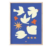 Les Oiseaux poster Dark Blue 30x40