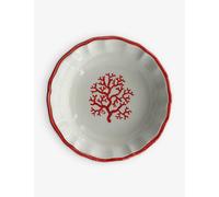 Les Ottomans Red Coral Hand-painted Ceramic Bowl 22cm