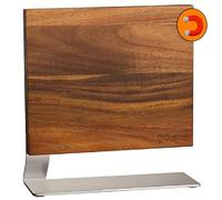 Les Plaisirs du Chef Magnetic Knife Block - Premium Acacia Wood Knife Holder with Stainless Steel Base - Holds up to 8 Knives Securely - Hygienic, Non-Slip, Modern Kitchen Accessory