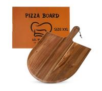 Les Plaisirs Du Chef - Pizza Peel Made of Acacia Wood - Extra Large Pizza Board 40.5 × 55.5 × 1.5 cm • Serving Board & Pizza Shovel at The Same Time - Natural Wood Pizza Plate Large & Robust