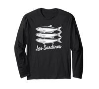 Les Sardines French Bistro Nautical Seafood Art Long Sleeve T-Shirt