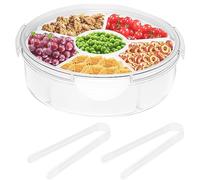 Les-Theresa 1 Set Snack Tray Platter Trays With Lid With 5 Section Nibbles Divided Serving Tray Platter With 2 Clips Sweet Platter With Lid For Nuts, Candies, Sweet Cookies And Fruits (01)