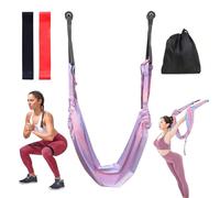 Les-Theresa 1 Set Yoga Swing Stretching Strap, Aerial Yoga Hammock With Resistance Bands Aerial Yoga Rope, Yoga Fitness Band Leg Stretch Strap For Flexibility Tensile Trainer Rehab Pilates (Colourful)
