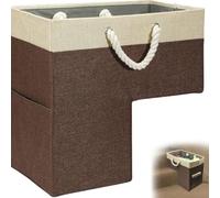 Les-Theresa 16X16In Stair Basket Step Storage Baskets Storage Foldable with Cotton Handles Staircase Stair Tidy Step Basket for Stairs, Laundry, Toys, Nursery (Brown)
