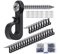 Les-Theresa 20/30Pcs Q-Hanger Screw String Light Hooks for Outdoor Plastic Black Screw in String Lights Outdoor Hooks for Lights & Indoor with Safe Buckle (30pcs)