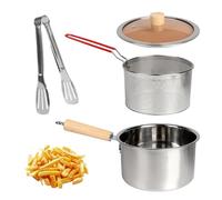 Les-Theresa 2500Ml Steel Pour Fry Pot, Deep Frying Pot with Basket and Lid Cooking Oil Filter Pot, Cooking Oil Strainer Pot with Clip Stove Top Deep Fryer for Storing, Frying, and Cooking (2.5L)