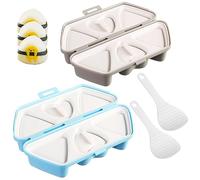 Les-Theresa 2Pcs Onigiri Mold, 6 in 1 Triangle Sushi Mould, Non-Stick Sushi Rice Ball Mold, Sushi Press Mold, Onigiri Maker for Easy Shaping Meal Prep Bento Lunch