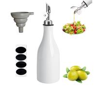 Les-Theresa 300Ml Olive Oil Dispenser Bottle, Ceramic Oil Decanter Jars For Kitchen, Oil Container With Spout Dispensing Funnel Vinegar Bottles For Cooking, Salad, Barbecue Accessories