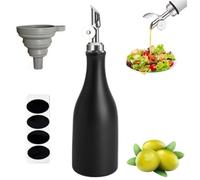 Les-Theresa 300Ml Olive Oil Dispenser Bottle, Olive Oil Bottle Ceramic Oil Jars For Kitchen, Oil Container With Spout Dispensing Funnel Vinegar Bottles For Cooking, Salad, Barbecue Accessories (Black)