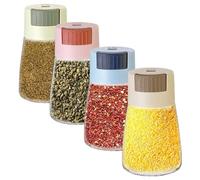 Les-Theresa 4Pcs Seasoning Bottle Set, Spice Jars Quantitative Spice Shaker, Spice Storage Containers 180Ml Spice Bottles, Sugar Shaker Dispenser For Kitchen, Cooking, Salt, Black Pepper, Seasonings