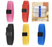 Les-Theresa 5Pcs Lunch Box Bands Elastic, Bento Box Straps Adjustable, Double Layer Lunchbox Strap for Picnic Camping Travel
