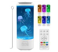 Les-Theresa 7 Color Jellyfish Lamp, Jelly Fish with 4 Light Modes Jelly Fish Jellyfish Tank Light Bluetooth Speaker Fish Sensory Lamp for Home Office Room (White)