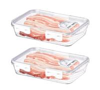 Les-Theresa Bacon Storage Box Container for Fridge with Time Record, Bacon Saver Box Keeper Thick Cheese Storage Plastic Cold Meat Storage Box with Lids Cold Meat Containers for Fridge (02)