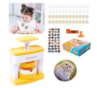 Les-Theresa Badge Maker Machine, Badge Machine Kids with 24 Badges Button Maker Machine, Badge Press Machine Abs Pin Maker Machine, Pin Badge Machine for Children DIY Gifts and Craft Toys (Yellow)