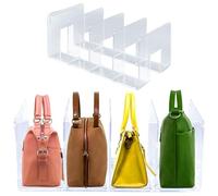 Les-Theresa Bag Organiser Storage, Clutch Hand Bag Storage 4 Sections 12.6X5.7X5.1In Purse Handbag Organiser for Wardrobe Bedroom Kitchen Cabinets