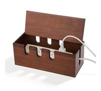 Les-Theresa Cable Management Box, Wood Cord Organizer for Home Office Box Cable Tidy Box, Large Extension Lead Tidy Box to Hide Wires Power Strips Cords (Walnut)
