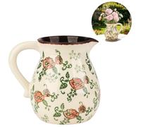 Les-Theresa Ceramic Utensil Holder, Modern Farmhouse Rustic Cooking Utensil Holder with Handle Utensil Pot, Cutlery Holder Kitchen Utensil Organizer Crock for Home Kitchen Decor (Retro Rose)
