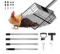 Les-Theresa Chicken Scooper, Chicken Poop Scooper With Long Handle Chicken Litter Scooper, Chicken Coop Scoop Pet Manure Cleaning Tool, Chicken Coop Accessories for Cats Dogs Chicken Horse (4 Section)