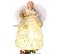 Les-Theresa Christmas Angel Tree Topper 11.8In, Christmas Tree Fairy Topper Led Angel Christmas Tree Topper, Xmas Tree Angel Topper Cute Christmas Tree Fairies For Tree Holiday Home Decor (Gold)