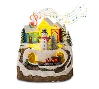 Les-Theresa Christmas Decoration, Christmas Village LED Christmas Igloo, the Train Can Rotate, Christmas Decorations, 8 Christmas Songs, Two Modes, Made of Resin, Not Easy to Fade (12.5 x 12 x 13.5