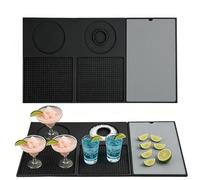 Les-Theresa Foldable Bar Mat with Cutting Board, 56 * 30.5Cm Anti-Slip Bar Service Mats Silicone Counter Mats, Drip Mat Accessories for Coffee Shops Home Hotel (Black)