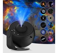 Les-Theresa Galaxy Projector Night Light, Galaxy Planetarium Sensory Lights with 12 Film Discs, 6500K HD Brightness, Auto Timer, 360° Rotation for Bedroom Decor & Kids Astronomy (Black)