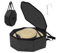 Les-Theresa Hat Storage Box 17x7In, Hat Boxes Storage with Lids and Shoulder Strap Hat Case Foldable Beach Bag Hat Carrier, Hat Bag for Travel Closet or Travel (Black)