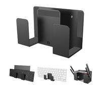 Les-Theresa Macbook Pro Laptop Mount, Dual-Layer Metal Display Stand with Keyboard Holder, Laptop Storage Rack Ipad & Router Bracket for Tv Box Router E-Reader