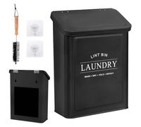Les-Theresa Magnetic Lint Bin For Laundry Room, Magnetic Lint Box Container with Brush Dry Lint Holder Dryer Metal, Dryer Sheet Holder Laundry Room Organization and Storage 7.4X3.6X10.5Inch (Black-02)