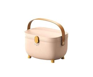 Les-Theresa Medicine Storage Box, Plastic Oval First Aid Box, Double Layers Multi Grid Large Capacity Medical Organizer, Emergency Bins for Home, Dorm, Outdoor(Pink)
