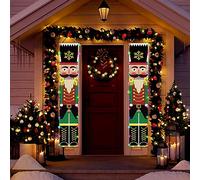Les-Theresa Nutcracker Christmas Decorations Nutcracker Soldier Led Door Banner, 300D Christmas Porch Banner Couplet Curtain For Holiday Party Wall Decor