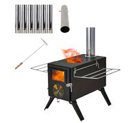 Les-Theresa Portable Wood Burning Stove, Camping Wood Stove With Chimney Pipes Tent Stove, Wood Burner Stove Detachable Camping Log Burner, Camping Fire Stove For Grill, Picnic, Hunting, Tent