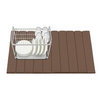 Les-Theresa Stone Drying Mats for Kitchen Counter, 60.2*40.5Cm Foldable Quick Dry Stone Dish Drying Mat Stone Dish Draining Mat, Diatomaceous Earth Drying Pad for Kitchen Dishes (Brown)