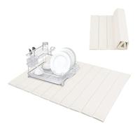 Les-Theresa Stone Drying Mats for Kitchen Counter, 60.2*40.5Cm Foldable Quick Dry Stone Dish Drying Mat Stone Dish Draining Mat, Diatomaceous Earth Drying Pad for Kitchen Dishes (White)