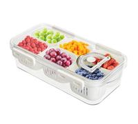 Les-Theresa Storage Containers for Fridge With Handles - Divided Serving Tray With Lid for Fresh Fruit, Vegetable Storage (6)