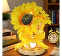 Les-Theresa Sunflowers Flower Lamp, Touch Lamps Bedside 3 Modes Crystal Table Lamp, Nursery Night Light Rechargeable USB Dimmable Flower Table Night Lamp Gift for Kids Women Mom (Sunflower)
